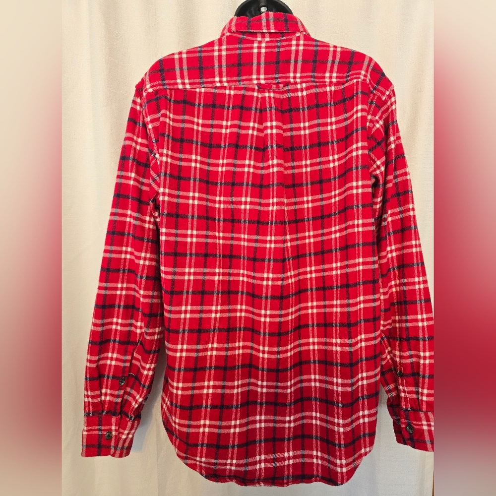 Lands' End Women's Red and White Plaid Button Down Shirt Cotton Fall Winter Med. - Picture 8 of 8